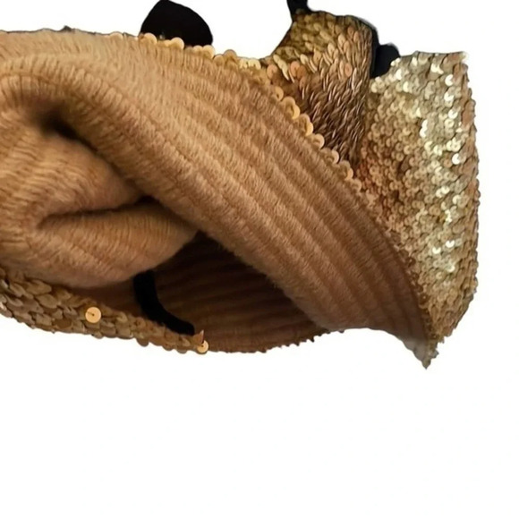 𝅺Vintage Chez California Designed by Tandy Black & Gold Sequined Dress Size 14W - Picture 5 of 7